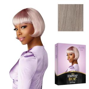imageSensationnel Empire Bob Humanhair Wig  Bubble Cut Face Framing Mesh Cap for Comfort With Bangs 1 JETBLACKICYSILVER