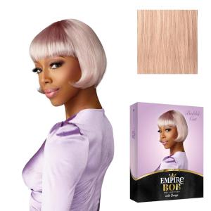 imageSensationnel Empire Bob Humanhair Wig  Bubble Cut Face Framing Mesh Cap for Comfort With Bangs 1 JETBLACKSILVERPINK