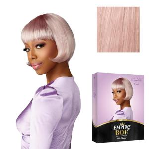 imageSensationnel Empire Bob Humanhair Wig  Bubble Cut Face Framing Mesh Cap for Comfort With Bangs 1 JETBLACKSMOKYLAVENDER