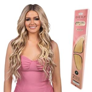 imageSensationnel Everly Clip in  straight 7 piece Remy human hair seamless silicone weft with butterfly technology 22 Inch 182224