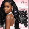 imageSensationnel Pearlish multi bundle  euro body deep pearl conditioned 15a soft remy beauty supply sew in or glue on human hair layered lengths 10 12 14 inch NATURALNATURAL