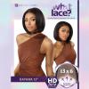 imageSensationnel What Lace 13X6 Wigs  Dayana 12 Inch Human Hair Blend Lacefrontal Glueless Synthetic With Natural Density Preplucked Hairline 613 BLONDECOLORMELTMOCHA