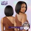 imageSensationnel What Lace 13X6 Wigs  Dayana 12 Inch Human Hair Blend Lacefrontal Glueless Synthetic With Natural Density Preplucked Hairline 613 BLONDECOLORMELTMOCHA