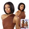imageSensationnel What Lace 13X6 Wigs  Dayana 12 Inch Human Hair Blend Lacefrontal Glueless Synthetic With Natural Density Preplucked Hairline 613 BLONDECOLORMELTMOCHA