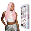 imageSensationnel ShearMuse Crystal Cloud Lace Wigs  Dulcia Wide 5 Inch Deep Parting Synthetic Preplucked Hairline Glueless Lacefront CORALPINKSUGARRUSH