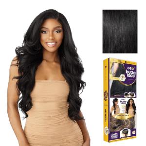 imageSensationnel Butta 360 Lace Wigs  Unit 8 Side Wider Parting 360 Degree Lace Glueless Synthetic Preplucked Hairline 1 JETBLACK1 JETBLACK