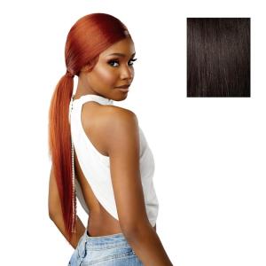 imageSensationnel Dashly Lace Front Wig  Unit 51 Low Ponytail Wrap Style Hand Tied Laceparting Ear to Ear Synthetic 1 JETBLACK2 DARKBROWN