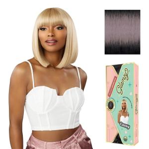 imageSensationnel Glamzy Lace Crown Wig  Cassy Glueless Hand Tied CrownArea Synthetic Hair 1 JETBLACKDTLILAC