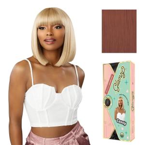 imageSensationnel Glamzy Lace Crown Wig  Cassy Glueless Hand Tied CrownArea Synthetic Hair 1 JETBLACKROSYPINK