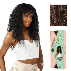 imageSensationnel Glamzy Lace Crown Wig  Misty Glueless Hand Tied CrownArea Synthetic Hair 1 JETBLACKCHBLONDE