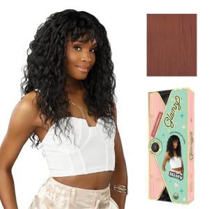 imageSensationnel Glamzy Lace Crown Wig  Misty Glueless Hand Tied CrownArea Synthetic Hair 1 JETBLACKROSYPINK
