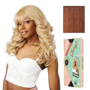imageSensationnel Glamzy Lace Crown Wig  Tinsy Glueless Hand Tied CrownArea Synthetic Hair 1 JETBLACKFLAMBOYAGEAUBURN