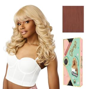 imageSensationnel Glamzy Lace Crown Wig  Tinsy Glueless Hand Tied CrownArea Synthetic Hair 1 JETBLACKROSYPINK