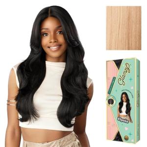 imageSensationnel Glamzy Lace Part Wigs  Elysia Glueless Hand Tied Wider V Parting Synthetic Hair 1 JETBLACKASHPEACHBLONDE