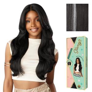 imageSensationnel Glamzy Lace Part Wigs  Elysia Glueless Hand Tied Wider V Parting Synthetic Hair 1 JETBLACKBALAYAGEPLATINUM