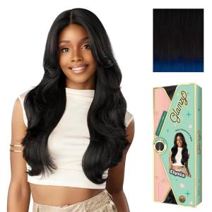 imageSensationnel Glamzy Lace Part Wigs  Elysia Glueless Hand Tied Wider V Parting Synthetic Hair 1 JETBLACKTDBLUE