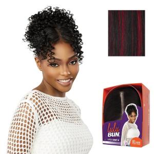 imageSensationnel Lulu Bun Updo Hairextensions  Unit 4 Synthetic 3x35 HD Lace Parting Quick and Easy Wear Hair Wig Piece 1 JETBLACKF1BBG