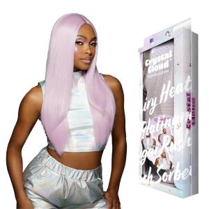 imageSensationnel ShearMuse Crystal Cloud Lace Wigs  Dulcia Wide 5 Inch Deep Parting Synthetic Preplucked Hairline Glueless Lacefront CORALPINKFAIRYHEATHER