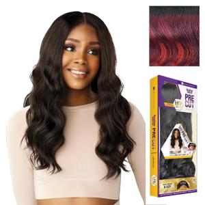 imageSensationnel Butta Lace Precut Wigs  Unit 13 Glueless Extra Wide 5 Inch Deep Parting Synthetic Pre Tweezed Smaller Knot Hairline 1 JETBLACKBALAYAGEFIERYRED