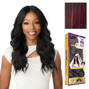 imageSensationnel Butta Lace Precut Wigs  Unit 14 Glueless Extra Wide 5 Inch Deep Parting Synthetic Pre Tweezed Smaller Knot Hairline 1 JETBLACKBALAYAGEFIERYRED