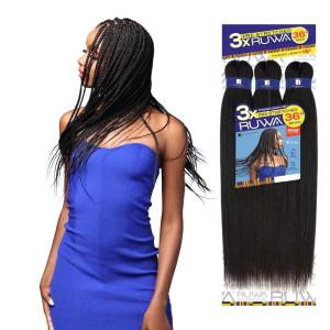 imageSensationnel Ruwa prestretched braiding hair  3x 36 inch water repellent kanekalon fast dry synthetic sports itch free 1 pack 1 JETBLACK1B OFFBLACK
