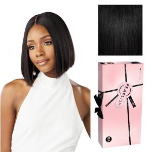 imageSensationnel Pearlish 2X6 Lace Wig  Classic Bob 10 Inch Behind The Hairline Glueless Bleached Knots And Preplucked Soft Remy Hair NATURALNATURAL