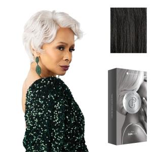 imageSensationnel Platinum Glow 13X6 Wigs  Delphine Lacefrontal Glueless human hair blend Preplucked Hairline 1 JETBLACKSHIMMERINGSILVER