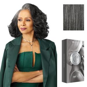 imageSensationnel Platinum Glow 13X6 Wigs  Josephine Lacefrontal Glueless human hair blend Preplucked Hairline 1 JETBLACKSTEELGRAY