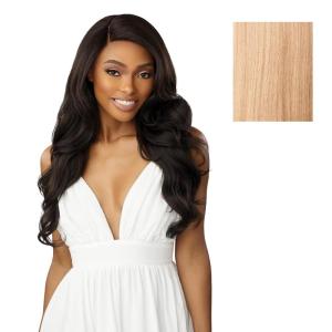 imageSensationnel Dashly Lace Front Wig  Unit 53 Hand Tied Laceparting Ear to Ear Synthetic 1 JETBLACKASHPEACHBLONDE