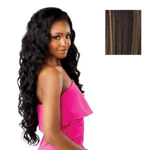 imageSensationnel Instant Weave Half Wig  24 Synthetic Blendwig Adjustable Drawstring for Seamless Hair Blending 1 JETBLACKBALAYAGEGOLD
