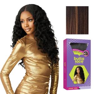 imageSensationnel Butta Lace Wigs  Crimp Vibe Extra Wide 5 Inch Deep Parting Synthetic Preplucked Hairline Glueless Lacefront 1 JETBLACKBALAYAGECHOCOLATE
