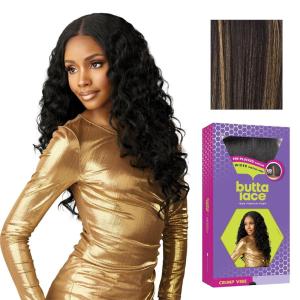 imageSensationnel Butta Lace Wigs  Crimp Vibe Extra Wide 5 Inch Deep Parting Synthetic Preplucked Hairline Glueless Lacefront 1 JETBLACKBALAYAGEGOLD