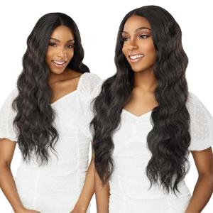 imageSensationnel Dashly Lace Front Wig  Unit 35 Hand Tied Laceparting Ear to Ear Synthetic 1 JETBLACKBALAYAGECHOCOLATE