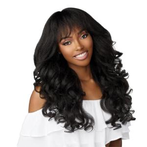 imageSensationnel Dashly Wig  Unit 21 Non Lace Cap Ready to Wear Ear to Ear Lacepart Synthetic 1 JETBLACKBALAYAGECHOCOLATE
