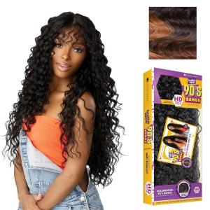 imageSensationnel Butta Lace 90Sbangs Wigs  Unit 916 Glueless Wide Deep Center Part Synthetic Preplucked Hairline 1 JETBLACKBALAYAGECHOCOLATE