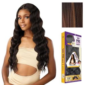 imageSensationnel Butta Lace Precut Wigs  Unit 16 Glueless Extra Wide 5 Inch Deep Parting Synthetic Pre Tweezed Smaller Knot Hairline 1 JETBLACKBALAYAGECHOCOLATE