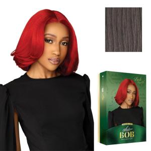 imageSensationnel Chicbob Lace Frontwig  Bob Unit 6 Face Framing Glueless Wig Wide 5 Inch Deep Part Synthetic Preplucked Hairline 1 JETBLACKSMOKYRICHBROWN