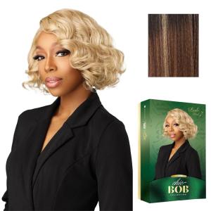 imageSensationnel Chicbob Lace Frontwig  Bob Unit 7 Face Framing Glueless Wig Wide 5 Inch Deep Part Synthetic Preplucked Hairline 1 JETBLACKBALAYAGECARAMEL