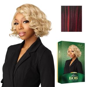 imageSensationnel Chicbob Lace Frontwig  Bob Unit 7 Face Framing Glueless Wig Wide 5 Inch Deep Part Synthetic Preplucked Hairline 1 JETBLACKBALAYAGEFIERYRED