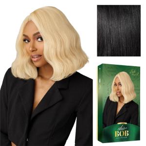imageSensationnel Chicbob Lace Frontwig  Lob Unit 4 Face Framing Glueless Wig Wide 5 Inch Deep Part Synthetic Preplucked Hairline 1 JETBLACK1 JETBLACK