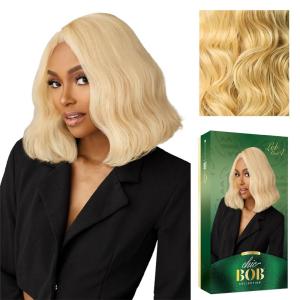 imageSensationnel Chicbob Lace Frontwig  Lob Unit 4 Face Framing Glueless Wig Wide 5 Inch Deep Part Synthetic Preplucked Hairline 1 JETBLACKCREAMYBLONDE