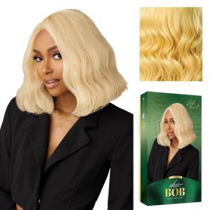 imageSensationnel Chicbob Lace Frontwig  Lob Unit 4 Face Framing Glueless Wig Wide 5 Inch Deep Part Synthetic Preplucked Hairline 1 JETBLACKHONEYBLONDE