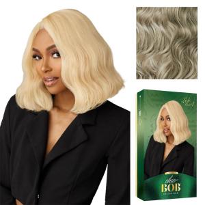 imageSensationnel Chicbob Lace Frontwig  Lob Unit 4 Face Framing Glueless Wig Wide 5 Inch Deep Part Synthetic Preplucked Hairline 1 JETBLACKLIGHTASHBLONDE