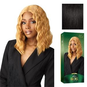 imageSensationnel Chicbob Lace Frontwig  Lob Unit 6 Face Framing Glueless Wig Wide 5 Inch Deep Part Synthetic Preplucked Hairline 1 JETBLACK1B OFFBLACK