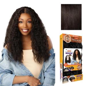 imageSensationnel Curls Kinksandco Kinkyedges Wig  Kinky Braid Out 20 Inch Y Part Lace Natural Kinkytexture Edged Hairline for Natural 3C to 4C Hair Textures 1 JETBLACK2 DARKBROWN