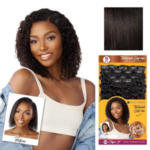 imageSensationnel Curls kinksandco clip in  clique 9 piece pack easy to use clips for natural 3c to 4c human hair 14 inch NATURALBLACKNATURAL