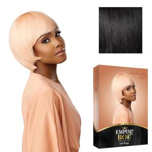 imageSensationnel Empire Bob Humanhair Wig  Mushroom Cut Face Framing Mesh Cap for Comfort With Bangs 1 JETBLACK1 JETBLACK