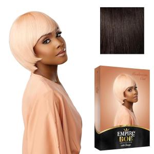 imageSensationnel Empire Bob Humanhair Wig  Mushroom Cut Face Framing Mesh Cap for Comfort With Bangs 1 JETBLACK2 DARKBROWN