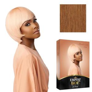imageSensationnel Empire Bob Humanhair Wig  Mushroom Cut Face Framing Mesh Cap for Comfort With Bangs 1 JETBLACKGOLDENBLONDE