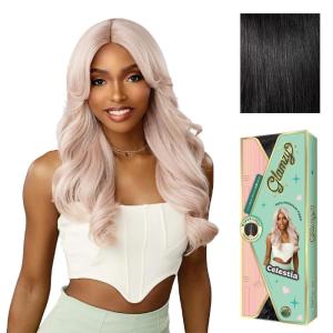 imageSensationnel Glamzy Lace Part Wigs  Celestia Glueless Hand Tied Wider V Parting Synthetic Hair 1 JETBLACK1 JETBLACK
